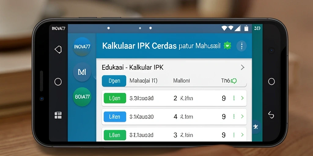 Antarmuka aplikasi Kalkulator IPK INOVA77 yang mudah digunakan.
