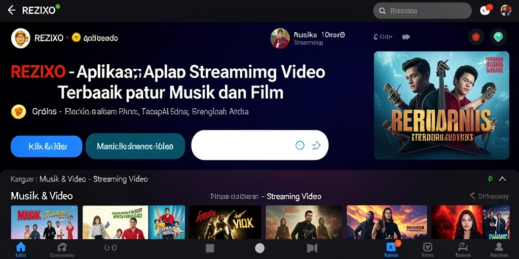 Antarmuka REZIXO yang ramah pengguna dengan berbagai pilihan video.